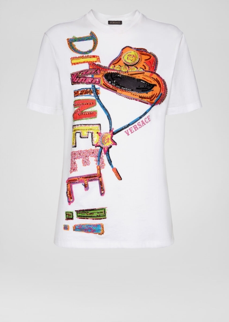 Versace Embroidered Western Motif T-shirt Dam - 410873RSN